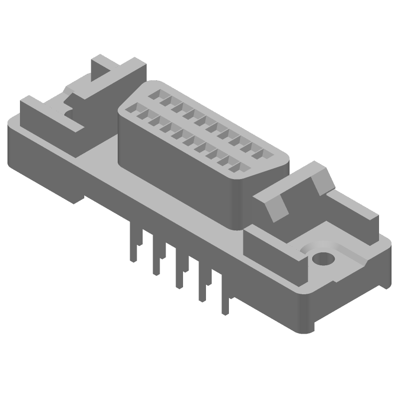 20 Pos Signal Connector, Shielded, Gold/Tin Plated, Through Hole