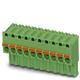 7 Pos Spring Cage Terminal Block, 5mm Pitch, 12A, 250V, Green