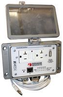 DATA INTERFACE PORT ETHERNET, 5PORT ALUM; No. of Ports:5; Interface Configuration:120V duplex GFCI receptacle, USB A receptacle to USB A plug, RJ45 jack; Housing Material:Aluminum; Highest NEMA Rating:12; Protocol:Ethernet