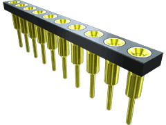 12-Contact Female Through-Hole Connector, Gold Plating, 2.54mm Pitch