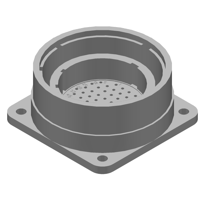 63 Pos Crimp Pin Circular Connector, Metal Shell, Panel Mount, Straight