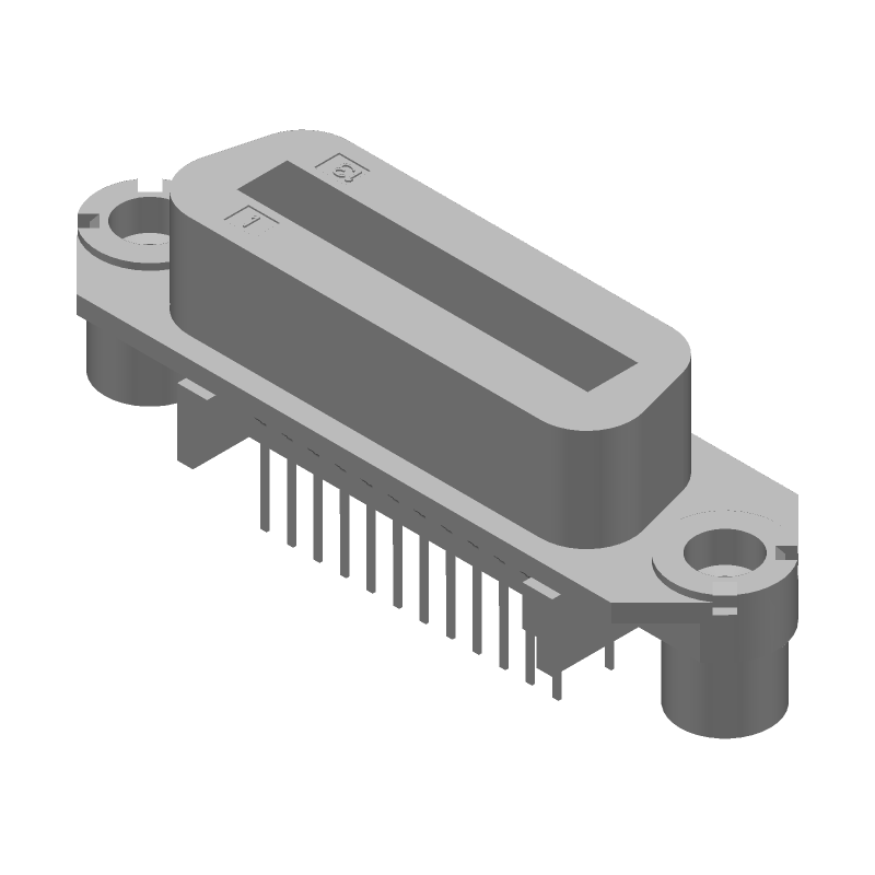 24 Pos Signal Receptacle, Vertical Mount, Gold/Tin Plated