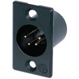 4 Pin Male Power Connector, Solder, Gold, 10A, 50V, IP40, Metal