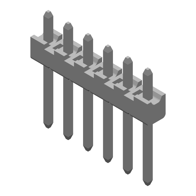 6 Pos 2.54mm Pitch 5A Male Header, Through Hole, Tin