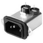 10A 250V 1-Phase Filter Connector, 3 Pos, Quick Connect