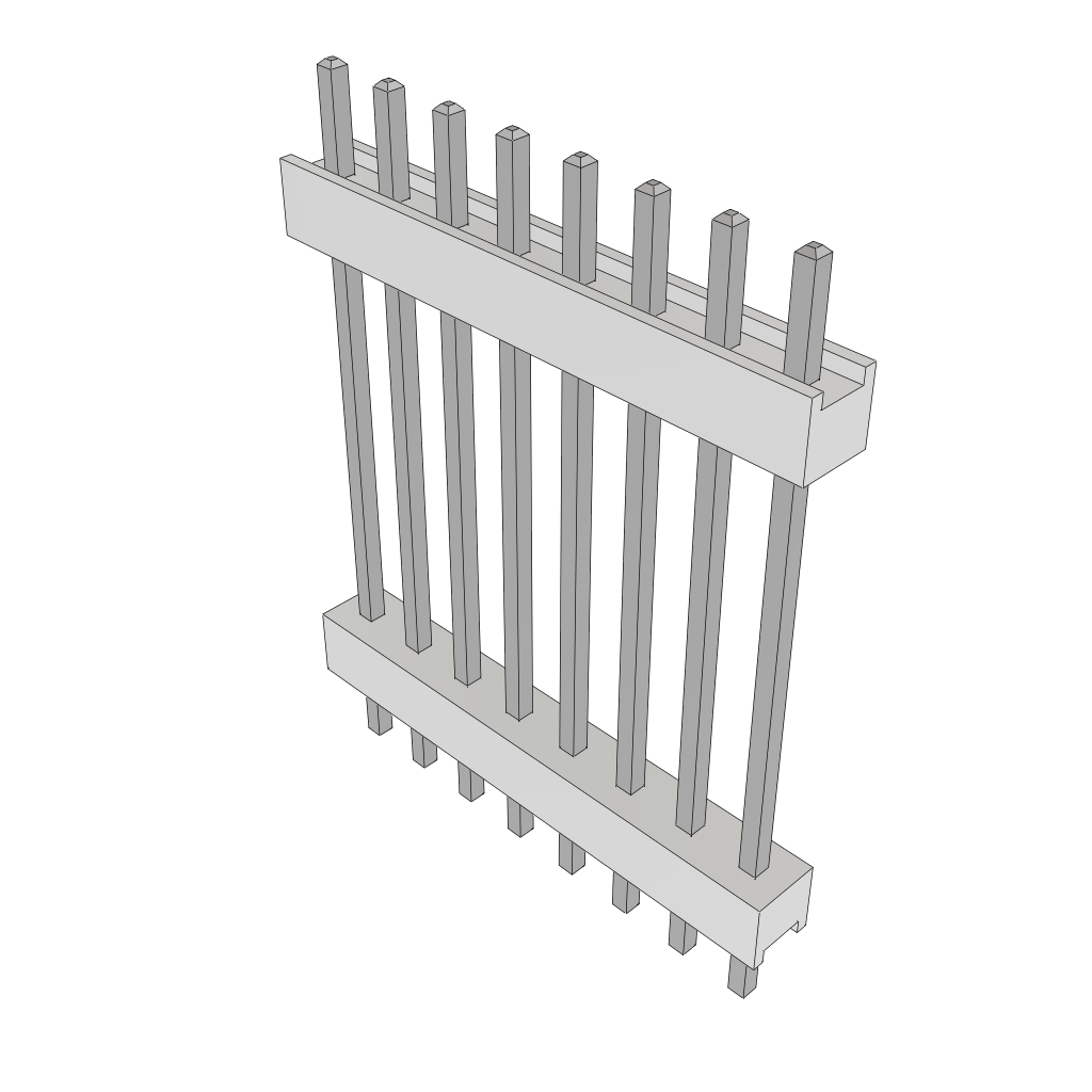 8-Position HDR Board Stacker Connector, 2.54mm Pitch, Through Hole Mount