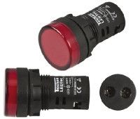 TECHNA Red LED Indicator, 22mm Cutout, IP65, 12 V ac/dc