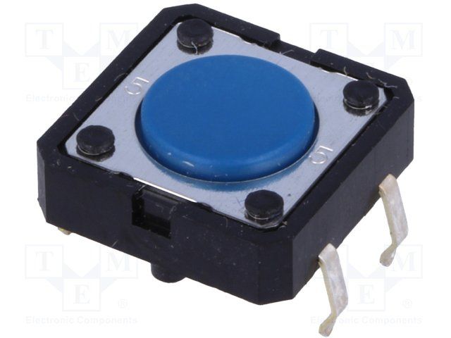 Tactile Switch SPST 50mA 24VDC Thru-Hole, 1.27N, Blue Button