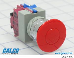 Switch Emergency Stop N.O./N.C. SPST/SPST Mushroom Button 10A 440VAC 220VDC 745.7VA Screw Panel Mount