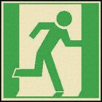 Adhesive Film Fire Exit Right Non-Illuminated Emergency Exit Sign, 150 x 150mm