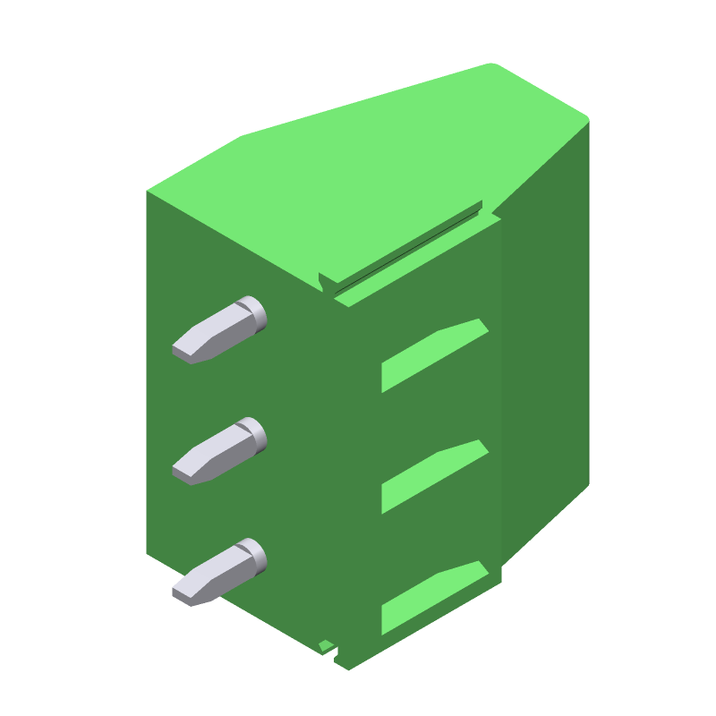 3-Pos 17.5A 400V Green Modular Terminal Block, Screw, 5.08mm Pitch