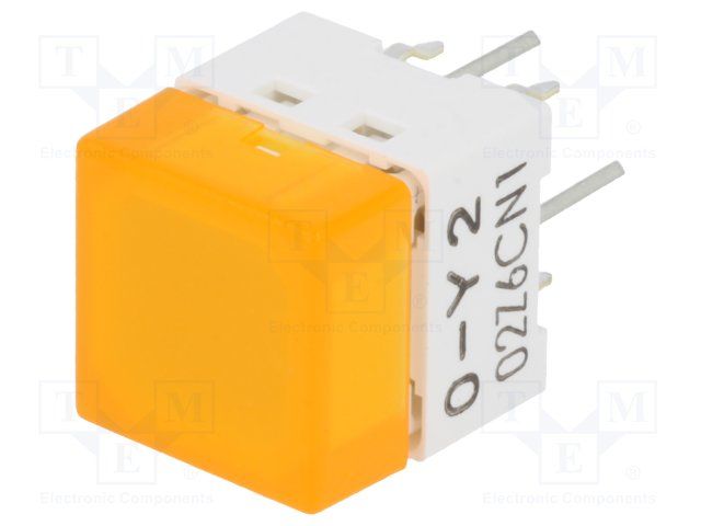 Illuminated Tactile Switch, Yellow LED, 50mA, 24VDC, Through Hole