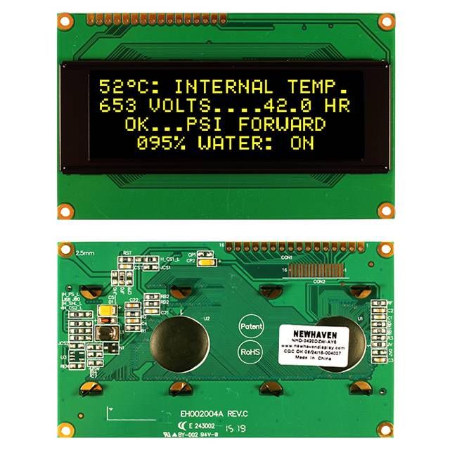 Yellow OLED Display, 4x20 Char, SPI/Parallel, 3V, 80°C
