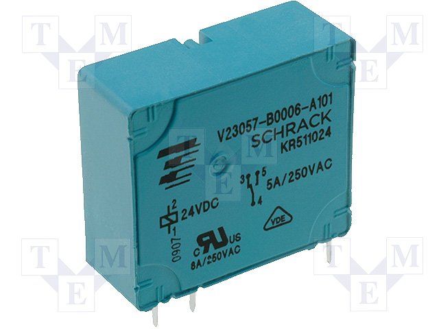 Power Relay SPDT 24VDC 5A Through Hole PCB Mount
