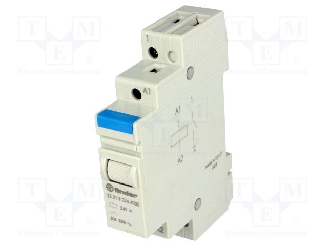 SPST-NO Relay, 20A, 400V, 24V Coil, 460R, 52.2mA