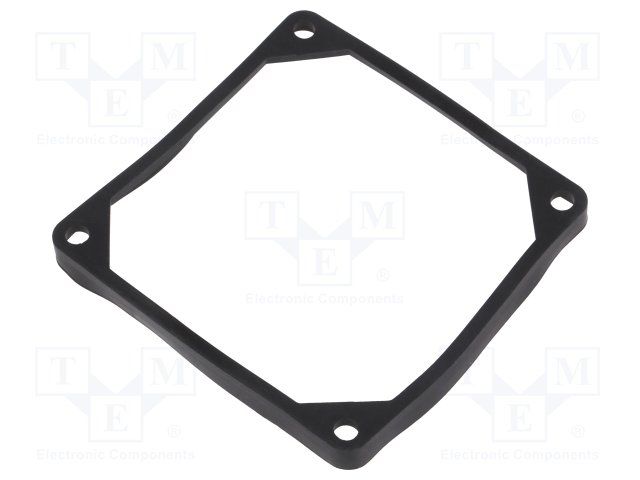 Silicone Rubber Gasket, Black, Square, Flange Mount, 75mm
