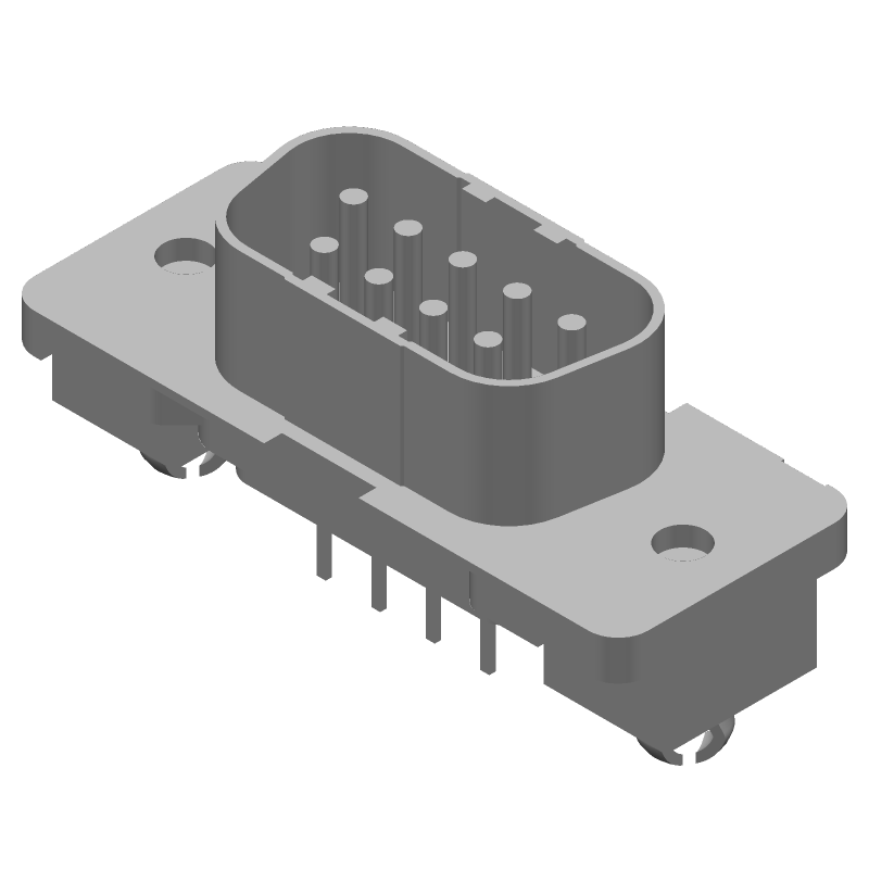 9 Pos D-Sub Connector, Male, Signal, Solder, Straight, Thru-Hole, 250V