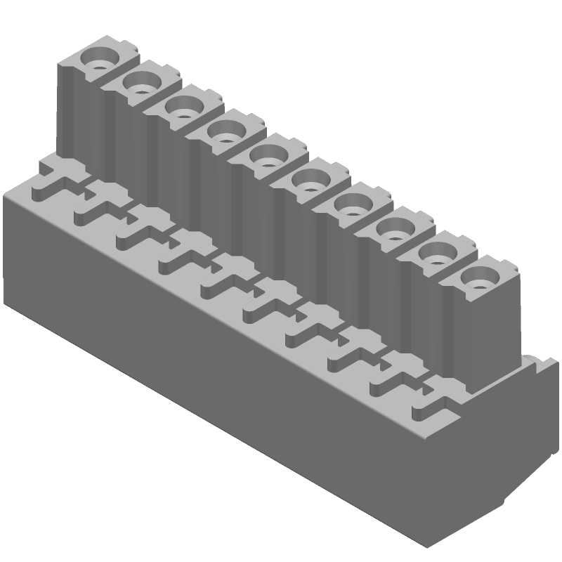 10 Pos 3.5mm RA Screw Terminal Block, 11A, 300V, Green
