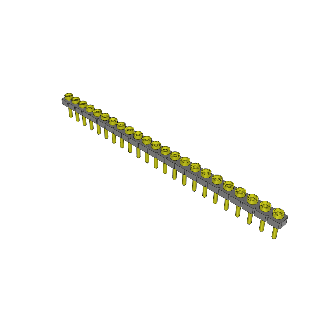 23 Pos 2.54mm Gold Socket Header, Thru-Hole, 1.27mm H