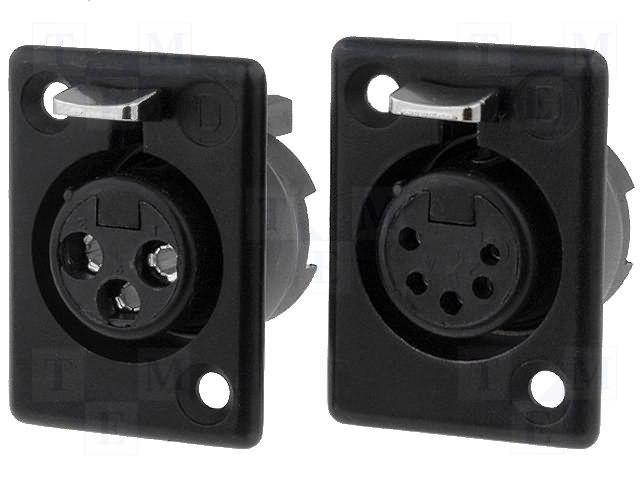 4-Pole Female XLR Socket, Panel Mount, 10A, 250V, Silver Brass