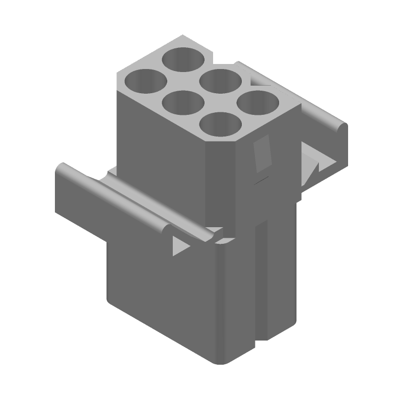 6 Pos Wire Housing, 250V, 13A, Straight, Panel Mount, Natural