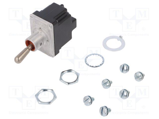DPDT Toggle Switch, 18A 277VAC, 3 Pos, Screw Term, Panel Mount