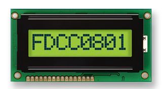 FORDATA         FDCC0801A-FLYYBW-91LE             Alphanumeric LCD, 8 x 1, Black on Yellow / Green, 3V, Parallel, English, Japanese, Transflective