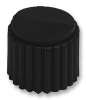 Control Knob, Round/Skirt Nylon Black 16.81mm 22.71mm