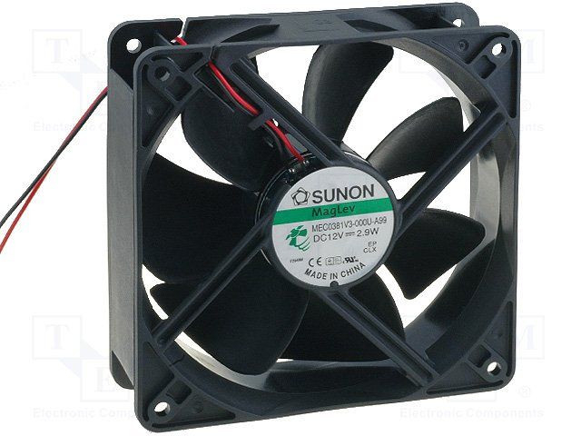 120x38mm Axial Fan 12VDC 2100RPM 93CFM Vapo-Bearing