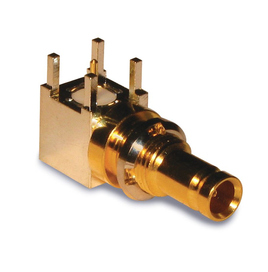 RF 1.0/2.3 DIN Connector, 75 Ohm, Right Angle, Gold Plated