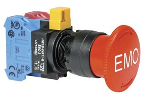 Switch Emergency Stop N.C. DPST Mushroom Button 10A 440VAC 220VDC 745.7VA Screw Panel Mount