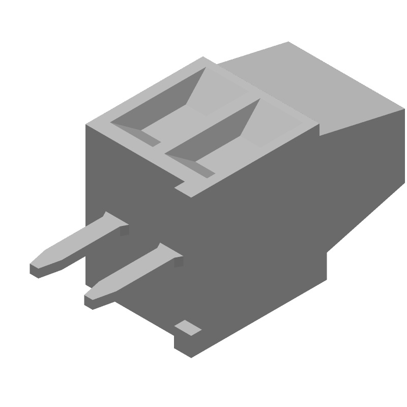 2P PCB Mount Terminal Block, 10A, 150V, 2.54mm Pitch, Grey