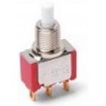 SPDT Momentary Pushbutton Switch, 1A 120VAC, PC Pins, Round Plunger