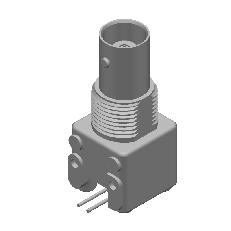 BNC RF Connector, 50 Ohm, Male, RA, Solder, Thru-Hole, 4GHz