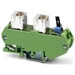 Patch panel, RJ45, DIN rail mounting, IP20, 2 slots, socket/socket, CAT5e, option of shielding via jumpers