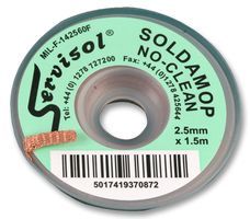 SERVISOL         200004370             1.5m x 2.5mm Soldamop No Clean Desoldering Braid