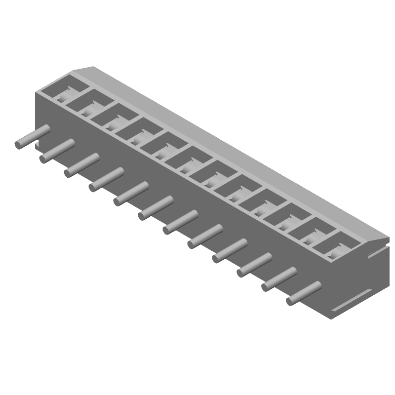 12 Pos 3.5mm Terminal Block, Straight, Solder, 7A, 250V, Blue