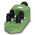 Sensor/actuator box, with 4 single-occupied slots, 3-pos., QUICKON fast connection technology, with LED, markers, with plug-in master cable connection