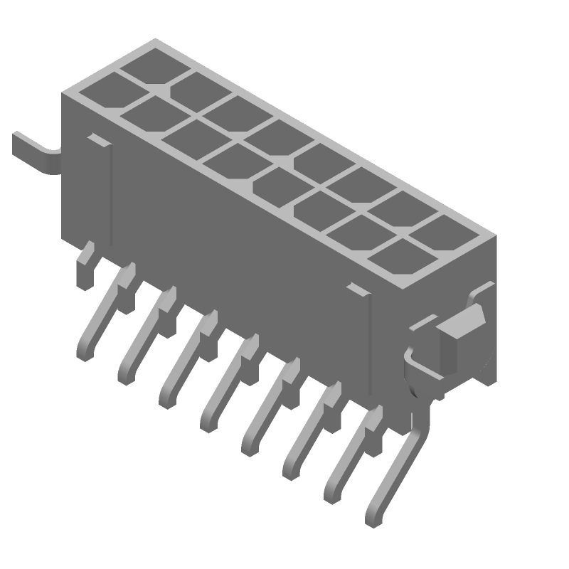 Power Connector, 16 Pos, 5A, 250V, RA SMD, Wire-to-Board