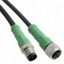 Sensor/actuator cable, 4-pos., PUR halogen-free black, straight M12 connector, on straight M12 socket, cable length: 10 m