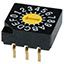 Rotary DIP Switch, Hex, 16 Pos, 100mA, 5V, Gold Plated