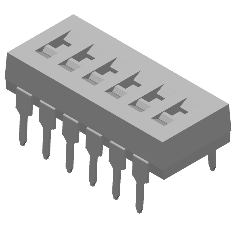 6-Pos Rotary DIP Switch, 1A, 24VDC, TH, SPST, Gold Plated