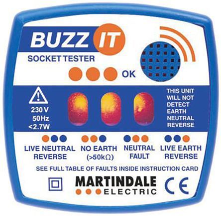 Martindale BZ101 Mains Socket Tester 13A 230V ac CAT IV 300 V, Model BZ101 RS Calibration