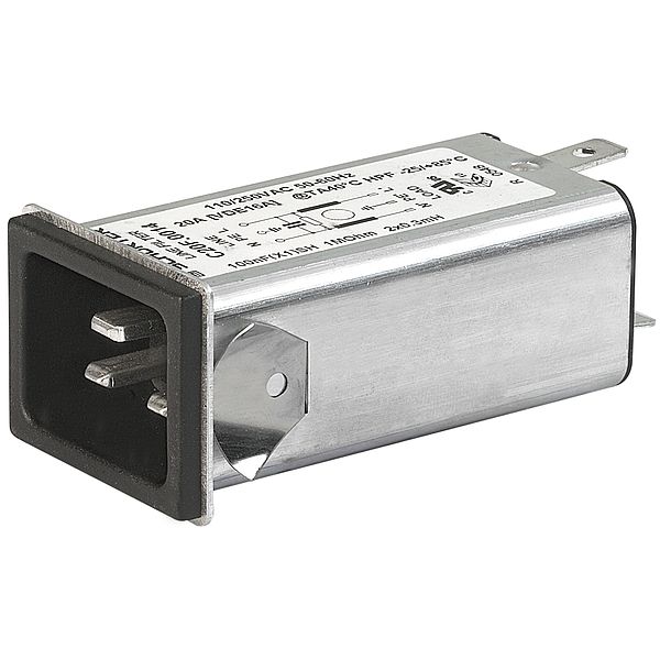 Mains Power Connector, 20A, 250VAC, Male, Solder, 3-Pos