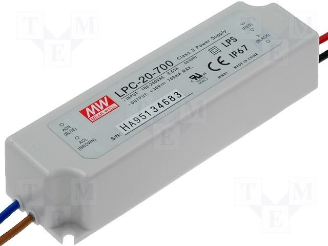 700mA Constant Current LED Driver, 21W, 90-264V AC Input, 30V Max Output