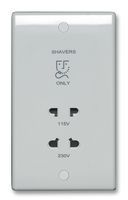 SHAVER SOCKET, DUAL VOLTAGE; Finish:White Moulded; Product Range:-