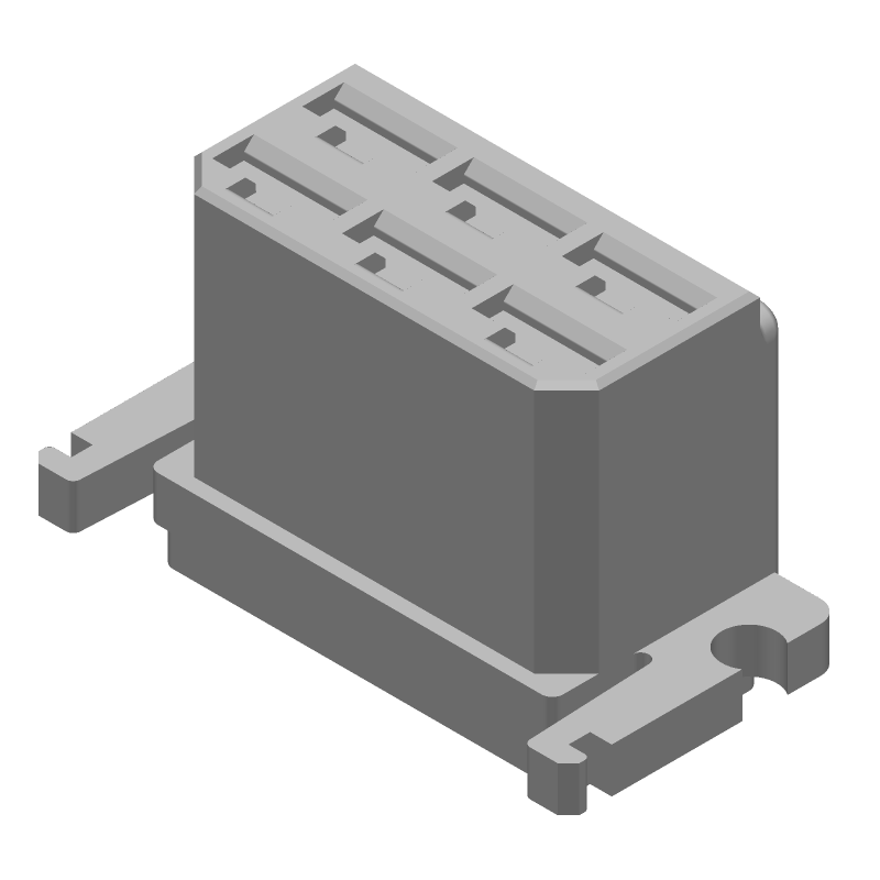 6 Pos Nylon Rectangular Connector, Straight, Free Hanging, Quick Connect