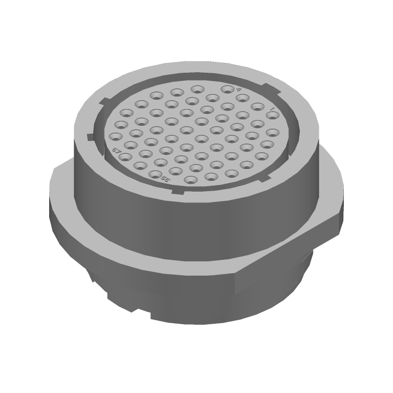 57 Pos Circular Receptacle, Crimp, Threaded Coupling, Size 23