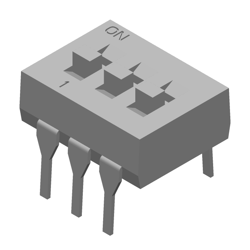 3-Pos Rotary DIP Switch, 1A, 24VDC, Gold Contacts, TH