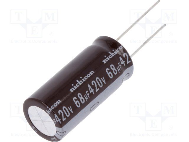 Cap Aluminum Lytic 68uF 420V 20% (16 X 35.5mm) Radial 7.5mm 510mA 5000h 105°C Bulk